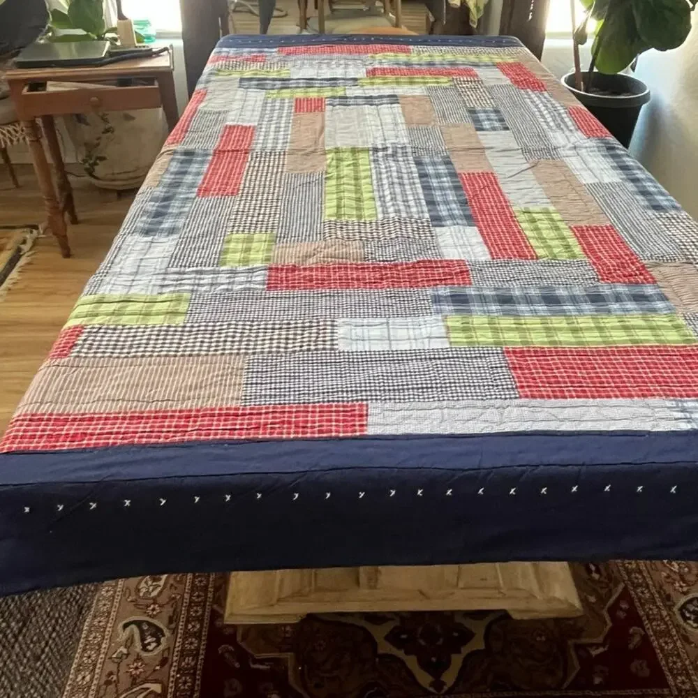 Pottery Barn Kids Navy Patchwork Reversible 70.5